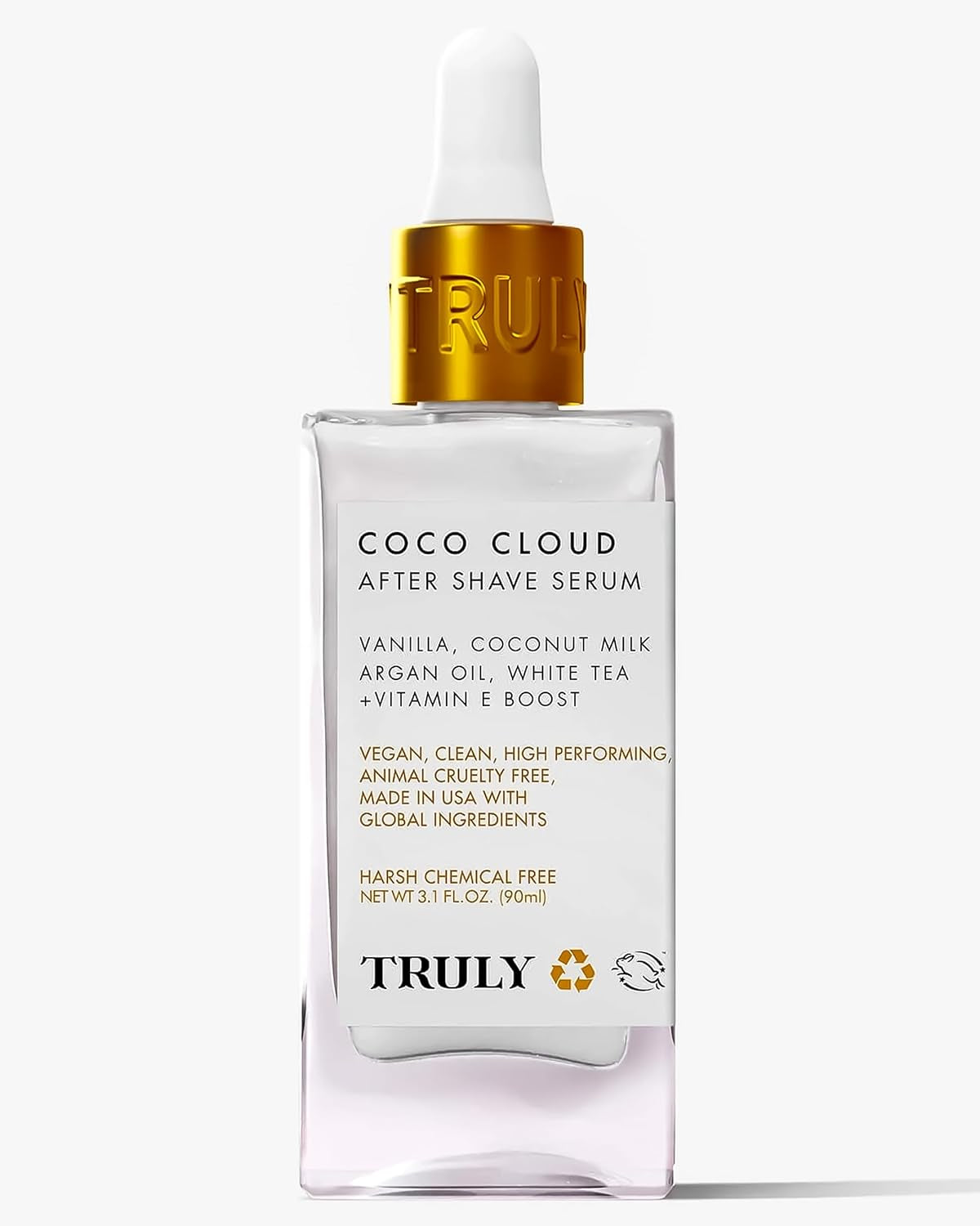 Professional Product Title: ```Truly Beauty Coco Cloud After Shave Serum - Hydrates and Soothes Post Shave Irritation with Argan Oil, Vanilla, and Coconut - Multi-Purpose After Shave Oil - 3 Fl Oz```