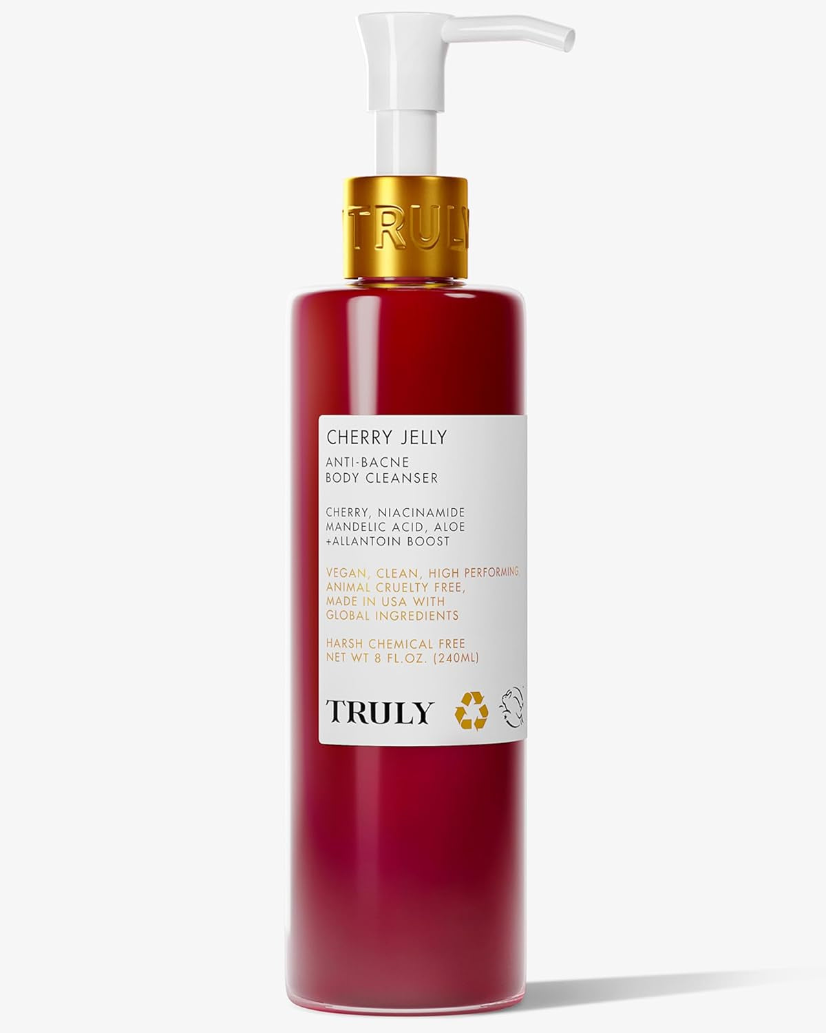 Professional Product Title: "Truly Beauty Cherry Jelly Body Acne Wash - Advanced Formula with Cherry Niacinamide, Allantoin, and Mandelic Acid - Highly Effective Back Acne Treatment, Cleanser, and Dark Spot Remover"