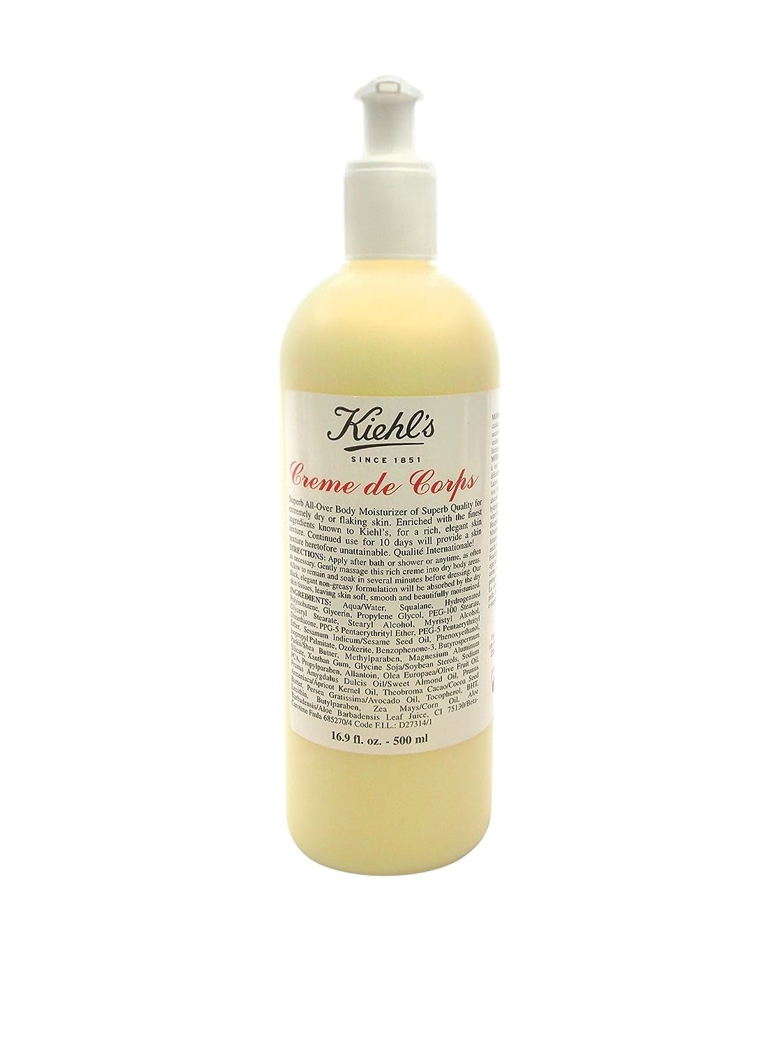 Kiehl'S Creme De Corps, Rich, Luscious Body Lotion, with Cocoa Butter and Shea Butter for Fast Absorbing Hydration, Skin Feels Soft and Smooth, Suitable for All Skin Types - 16.9 Fl Oz