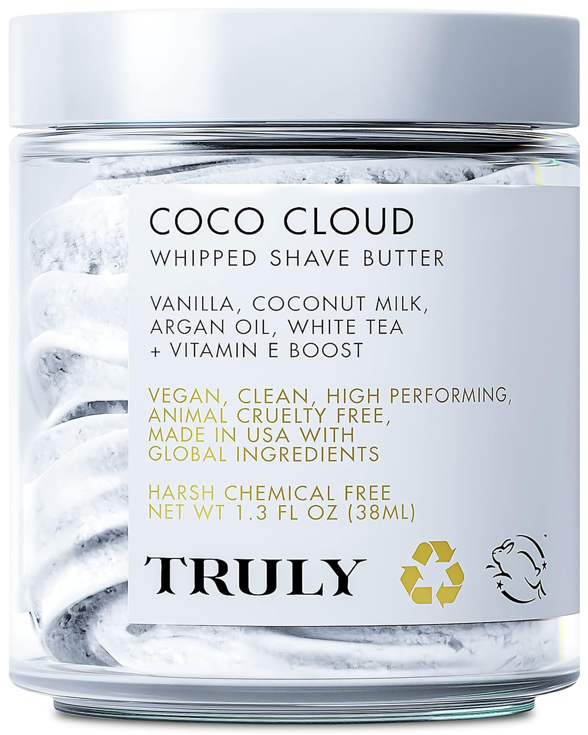 "Truly Beauty Happy Hairless Shave Butter - Women's Natural Shaving Cream with Coconut Oil and Nourishing Ingredients - 1.3 Fl Oz"