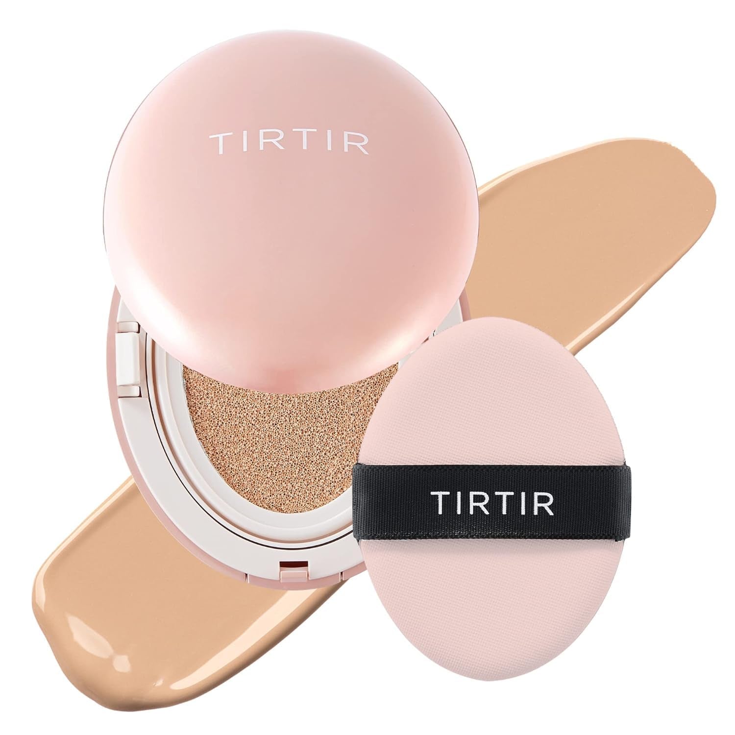 TIRTIR Mask Fit All Cover Pink Cushion Foundation | High Coverage, Semi-Matte Finish, Lightweight, Flawless, Corrects Redness, Korean Cushion, Pack of 1 (0.63 Oz.), 21N Ivory