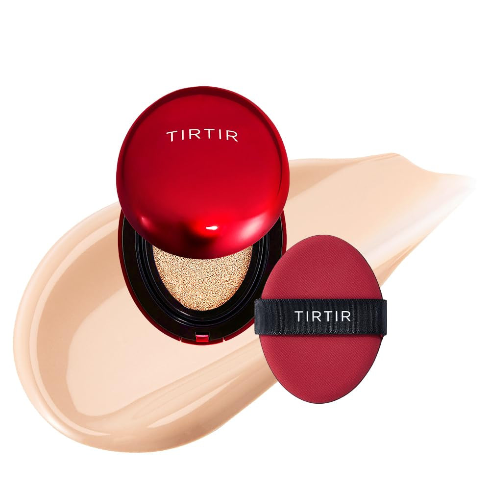 TIRITR Mask Fit Red Cushion Foundation | Japan'S No.1 Choice for Glass Skin, Long-Lasting, Lightweight, Buildable Coverage, Semi-Matte Finish, Korean Cushion Foundation, (0.63 Oz.), 27N Camel